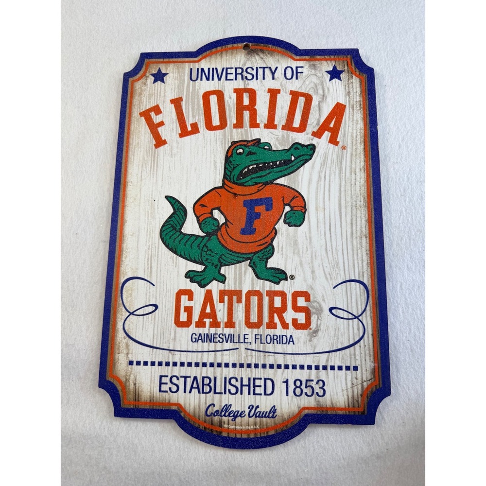 WinCraft University of Florida Gators College Vault Wood Wall Sign 11x17 Retro